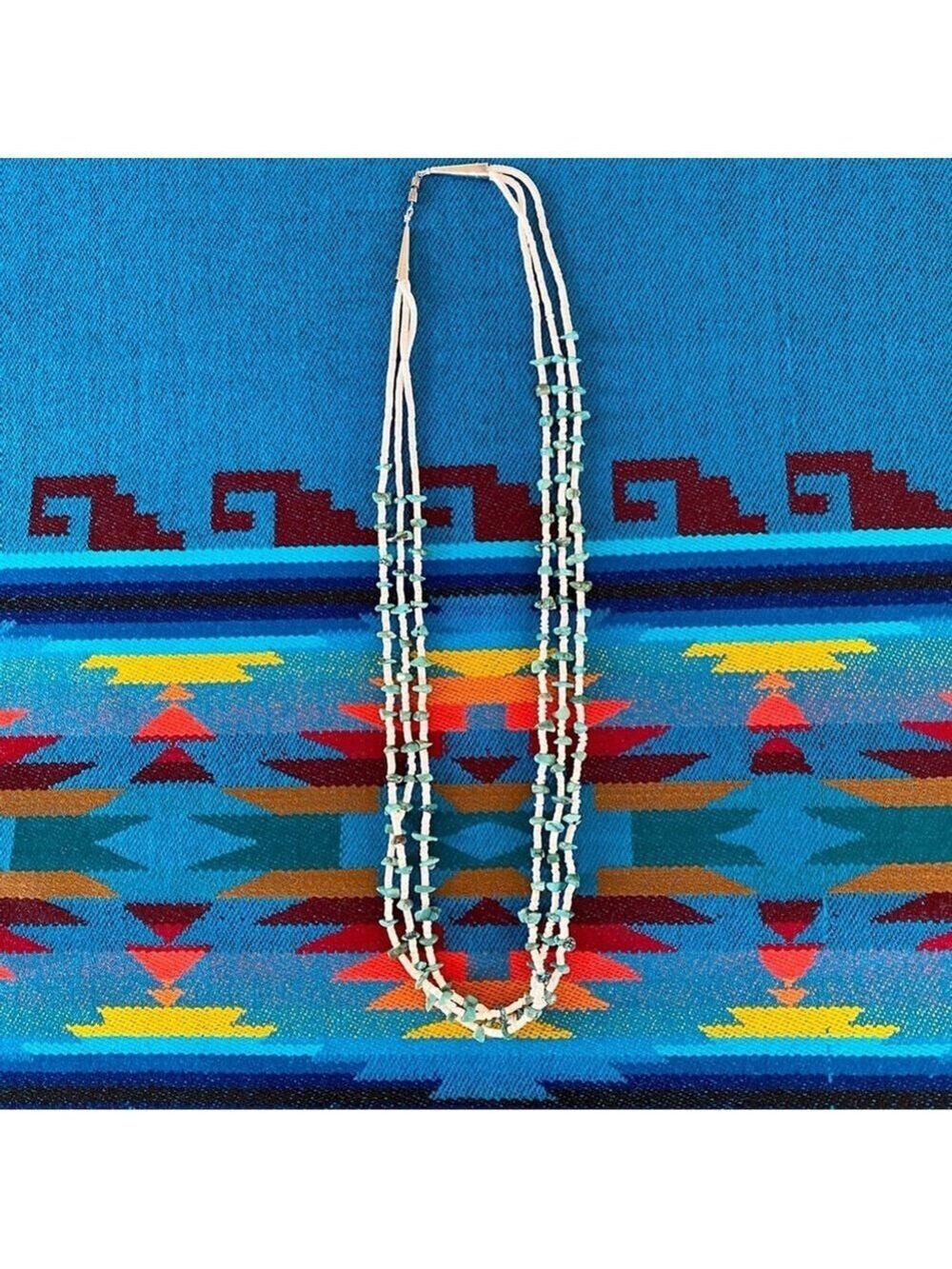 Navajo Native American Turquoise Heishi 3-Strand 29" Necklace